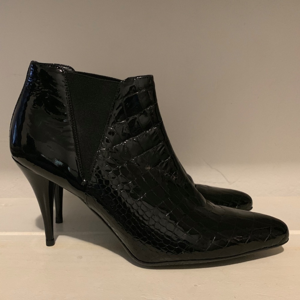 PRADA - Black Embossed Leather Booties sz 39